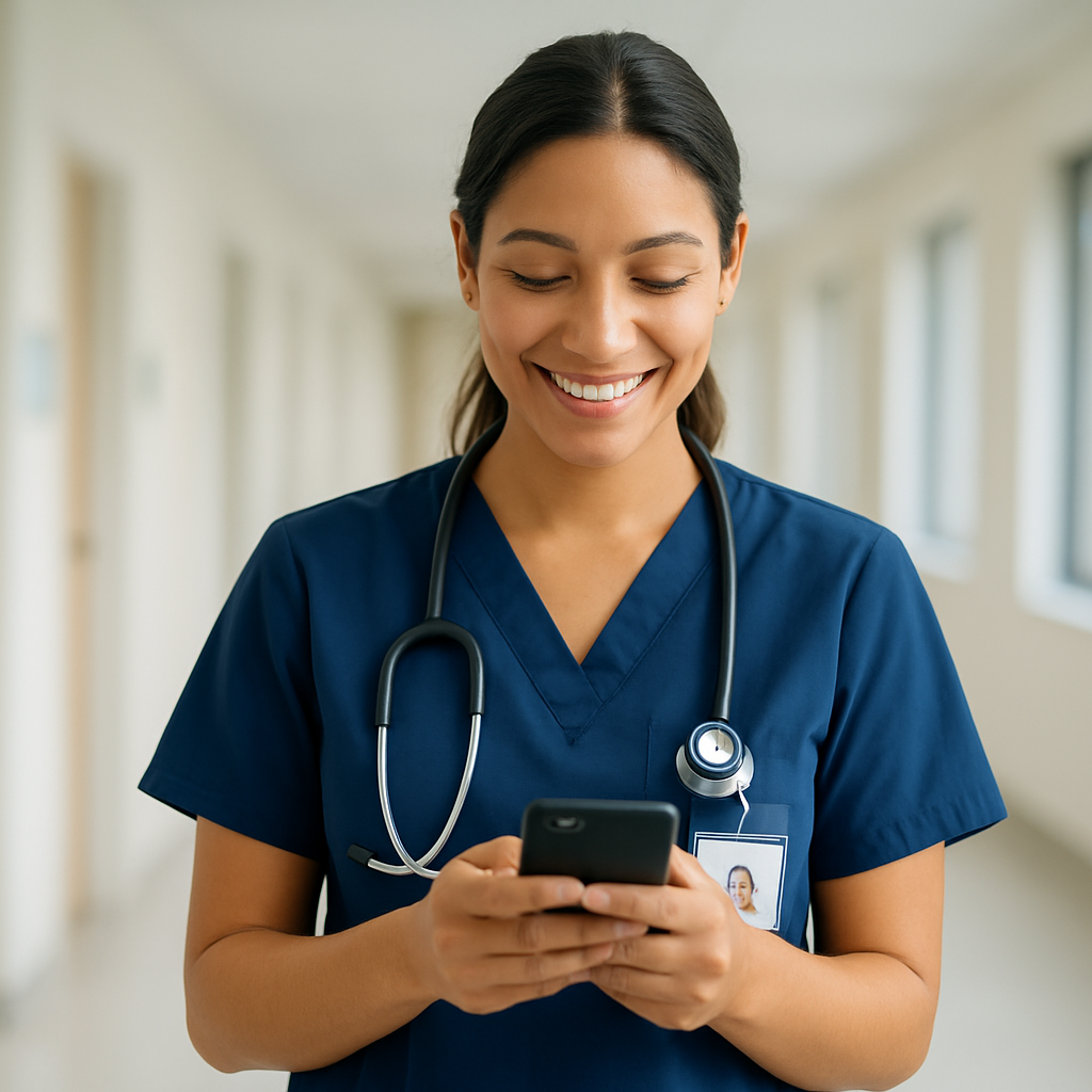 Clinician reviewing shifts on mobile